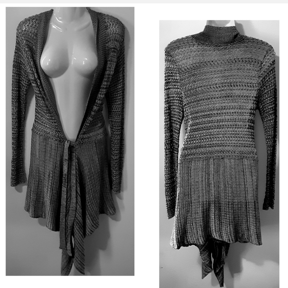 Romeo & Juliet Couture Tie Waist Waterfall Cardigan Size S/M - Picture 3 of 12